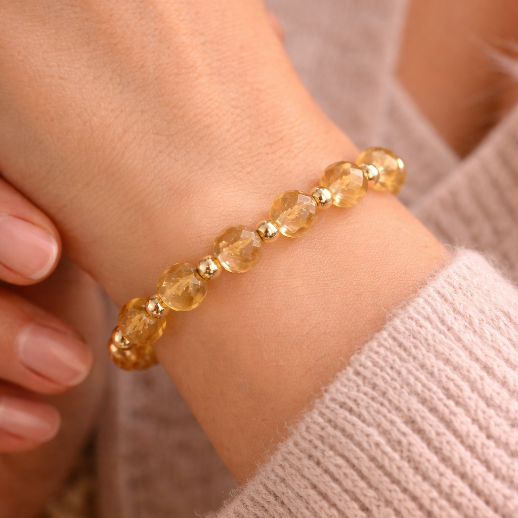 Citrin Satellit Facetterad Armband