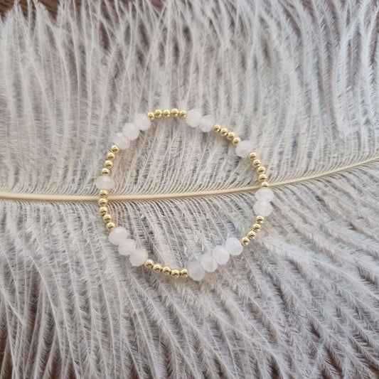 Vit Jade Orbital Mini Facetterad Armband