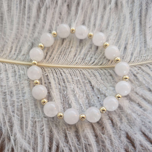 Vit Jade Satellit Armband