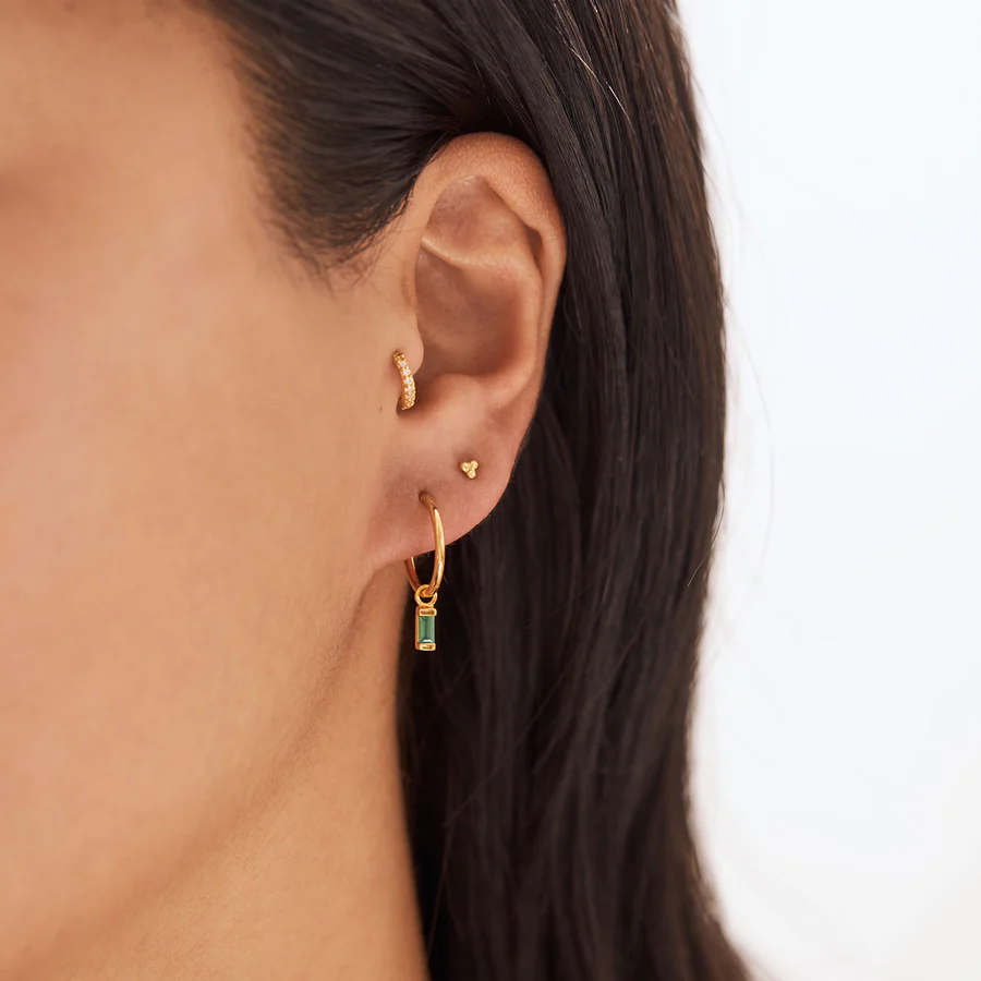 Ljusflöde Grön Onyx Hoops Örhänge Guld