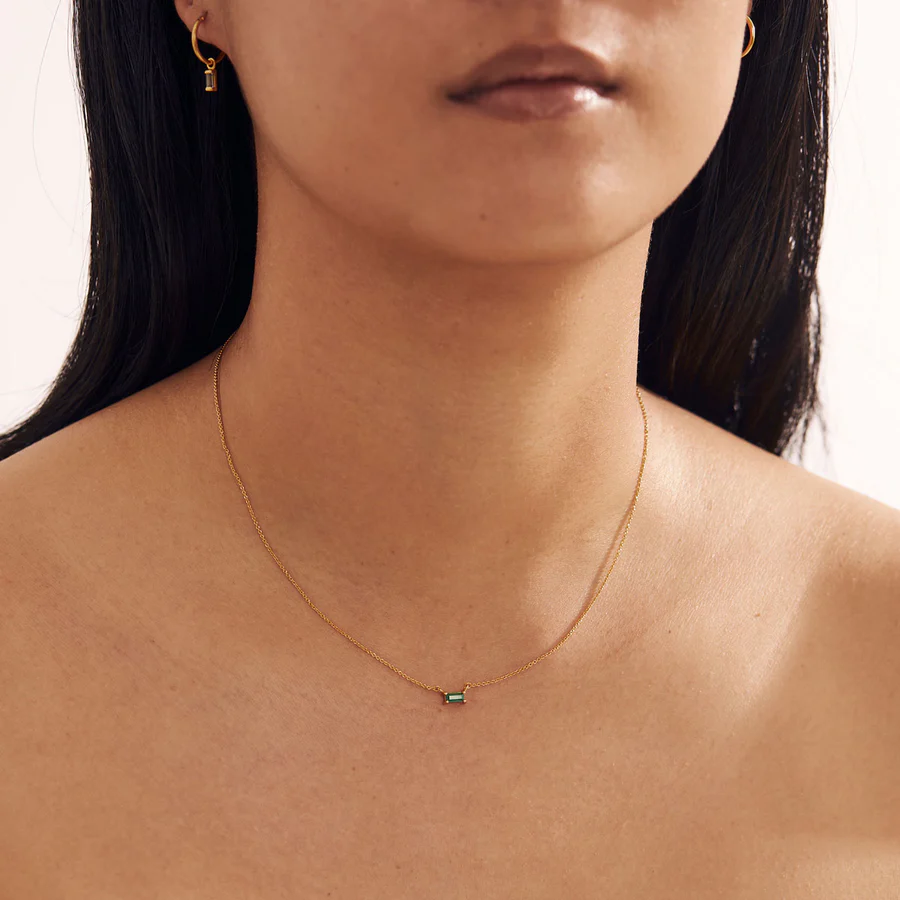 Ljusflöde Grön Onyx Halsband Guld