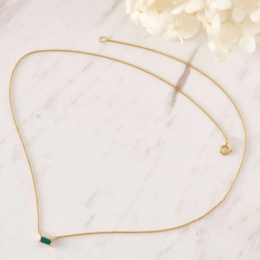 Ljusflöde Grön Onyx Halsband Guld