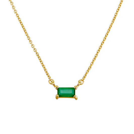 Ljusflöde Grön Onyx Halsband Guld