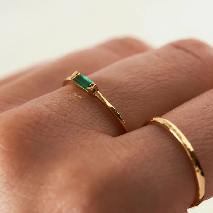 Ljusflöde Grön Onyx Ring Guld