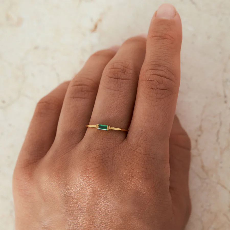 Ljusflöde Grön Onyx Ring Guld