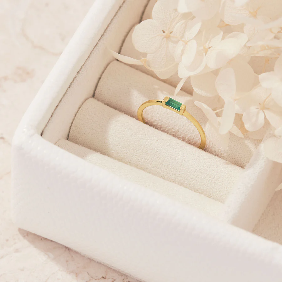 Ljusflöde Grön Onyx Ring Guld