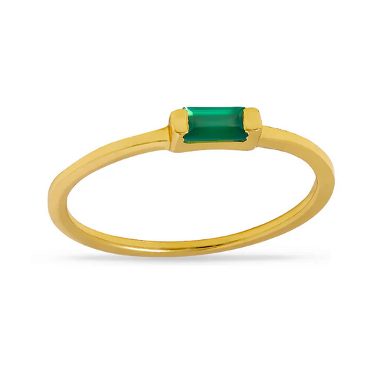Ljusflöde Grön Onyx Ring Guld