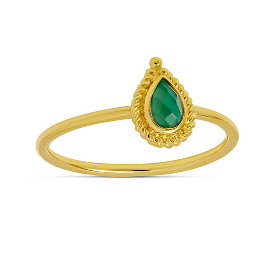 Tårdroppe Grön Onyx Ring Guld