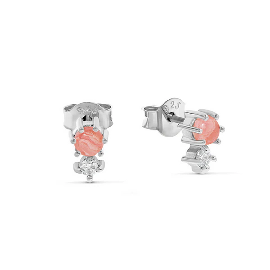 Stjärnklar Rodokrosit Studs Örhängen